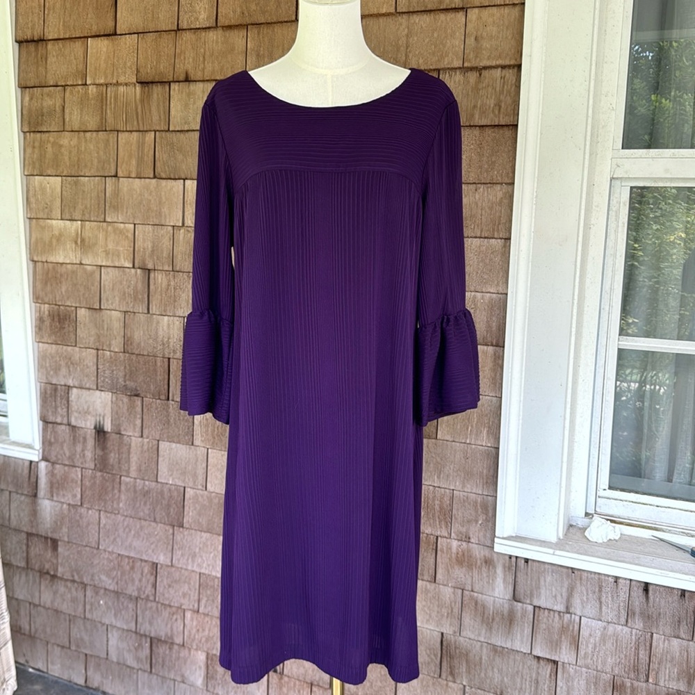 Ruffle Sleeve Aubergine Dress